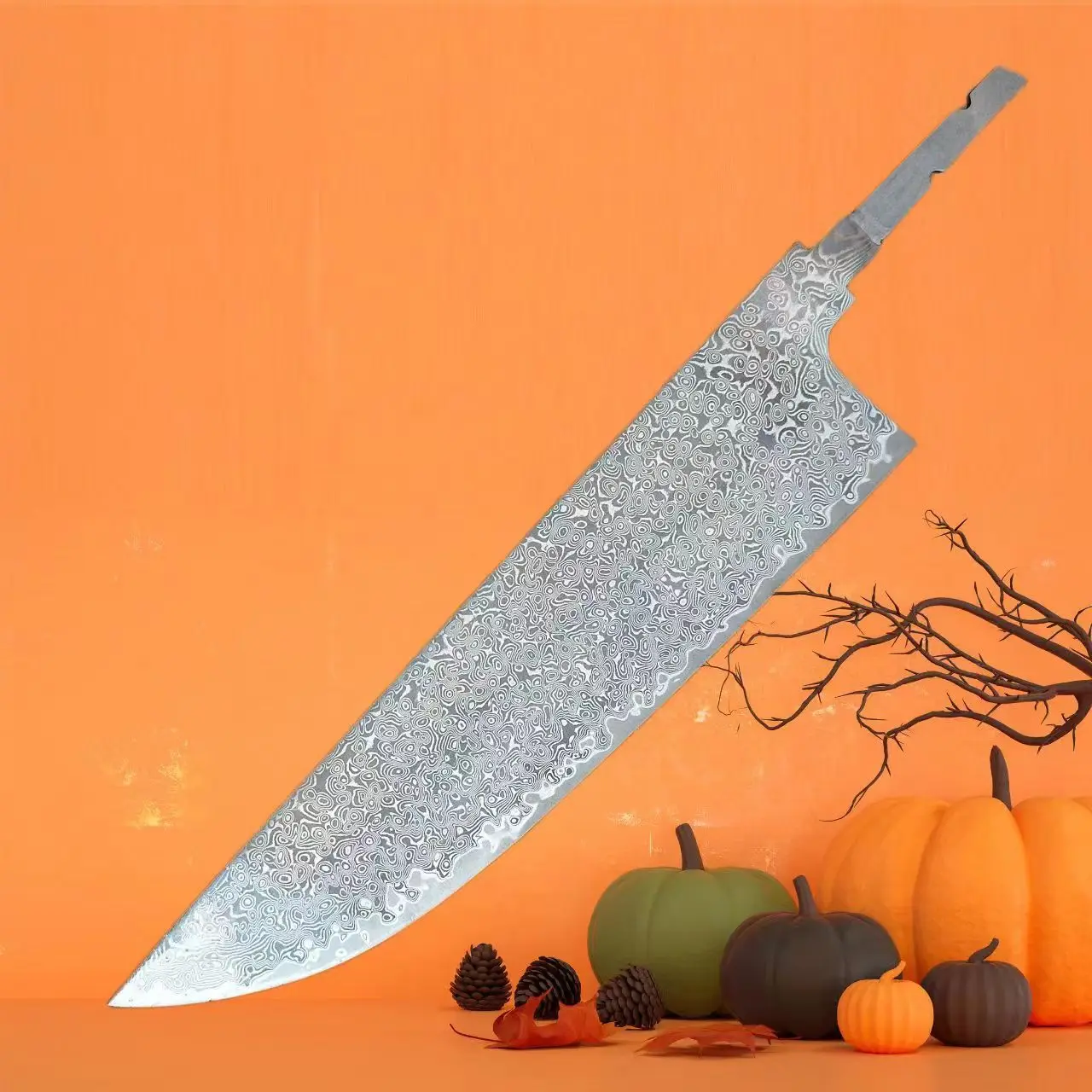 

7.5 Inch DIY Knife Blade Without Handle 10Cr15MoV Damascus Steel Blade Sharp Chefs Cleaver Ham Slicing Fish Sushi Kitchen Knives