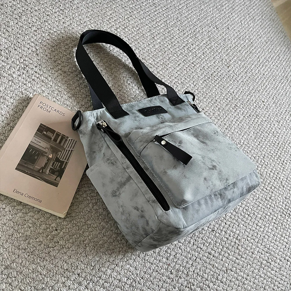Women Shoulder Bag, Tie Dye Print Tote Handbag, Detachable Crossbody Strap, Multiple Zipper Pockets, Ideal For Daily Commute