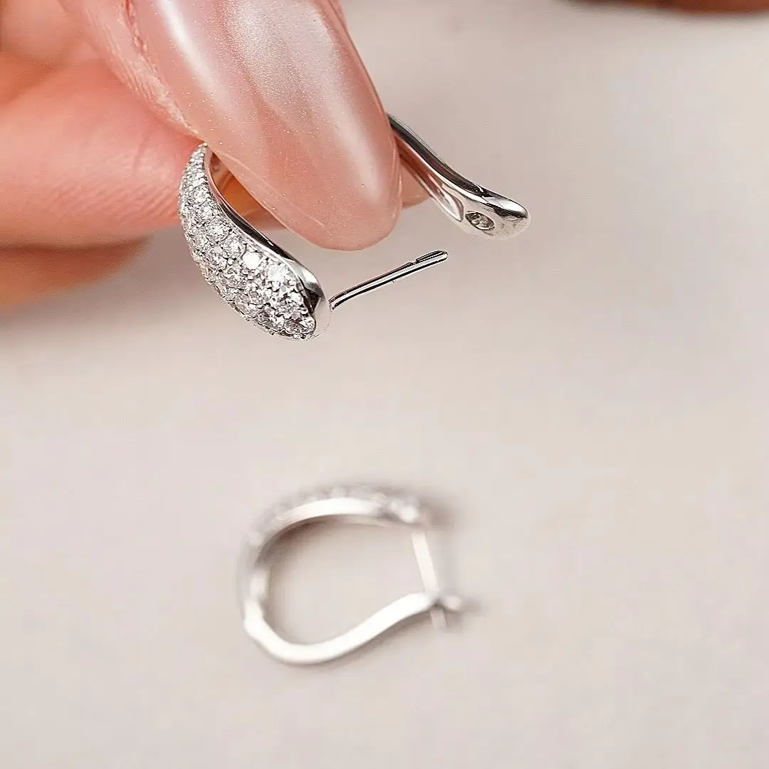 1.92ct  Brilliant Lab Grown Diamond CVD  9K Gold Hoop Earrings, Full Pavé Design NGTC  Certified Loose Diamond Wholesale