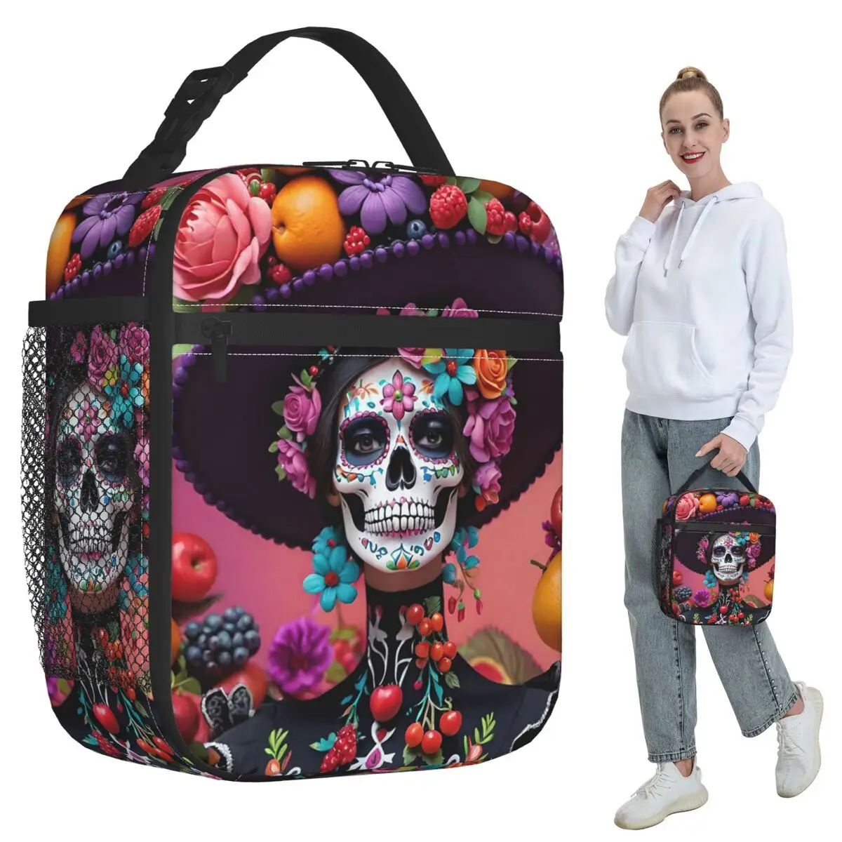 

Термосумка для обедов Day Of The Dead Sugar Skull Mexican Girl, изолированная, для детей, школьная, термоконтейнер для еды, сумка-тоут, контейнер для ланч-боксов