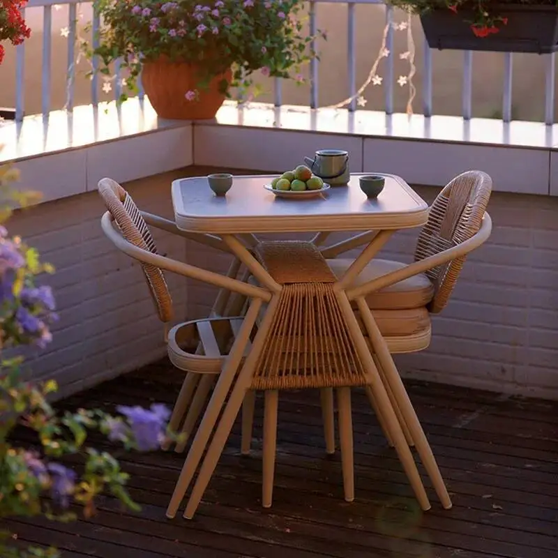 

Balcony Rattan Chair Outdoor Tables Luxury Minimalist Modern Armchair Outdoor Tables Backyard Patio Jardin Mobiliario Furniture