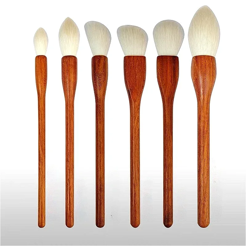 Luxury Rosewood Makeup Brushes Face Powder Blush Highlight Eye Shadow Cosmetic Brushes with Soft Goat Hair