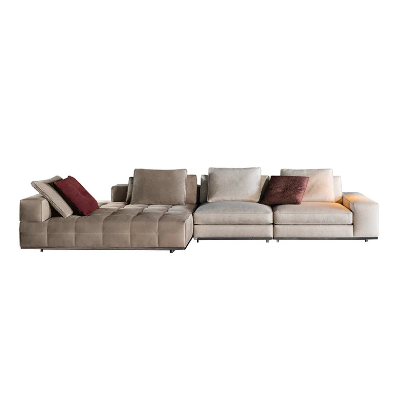 

Leather solid wood sofa custom design furniture Selisa down fabric sofa