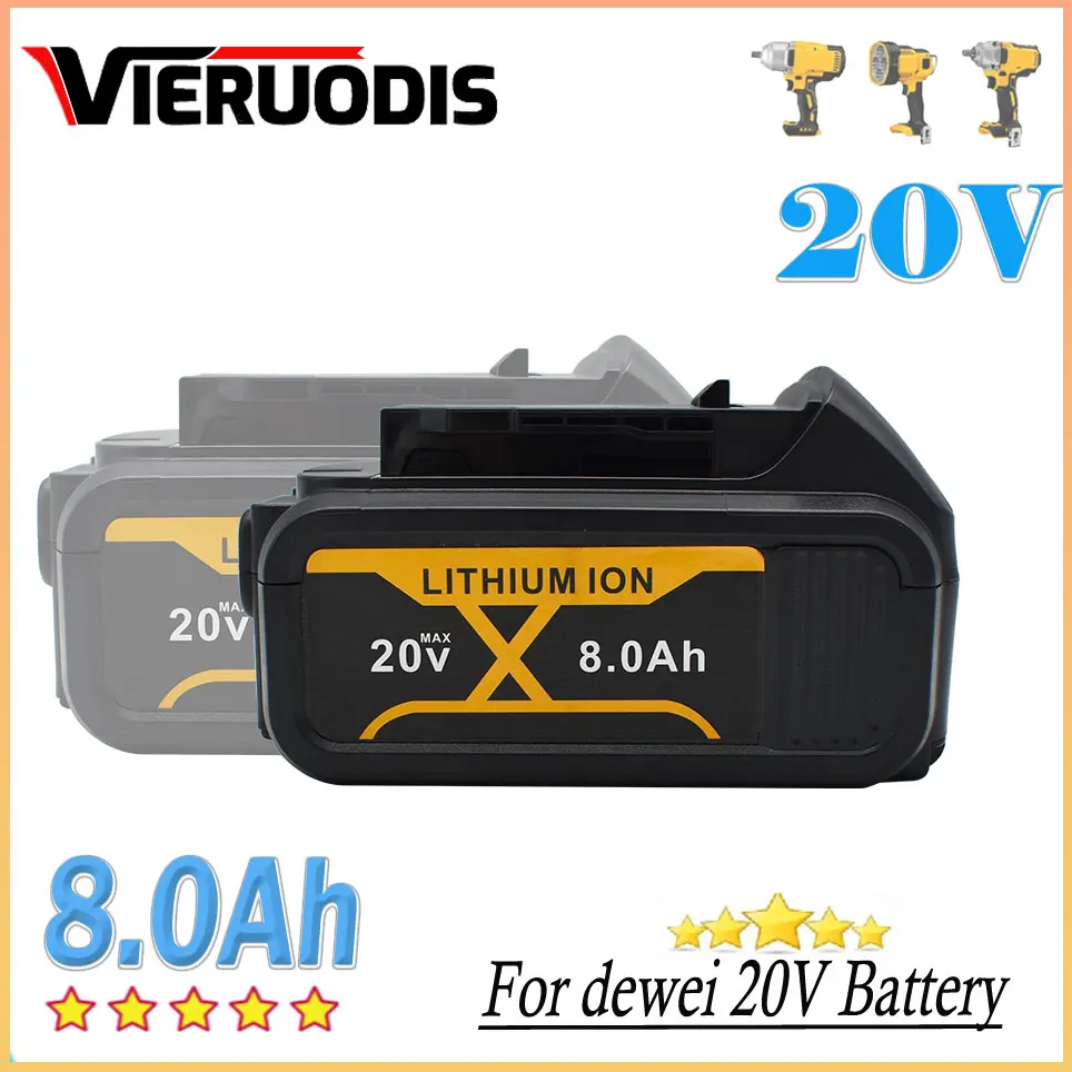 For dewalt 20V 5.0Ah battery compatible dewalt Cordless screwdriver drill Screw gun wrench impact batteries DCB203 DCB181 DCD790