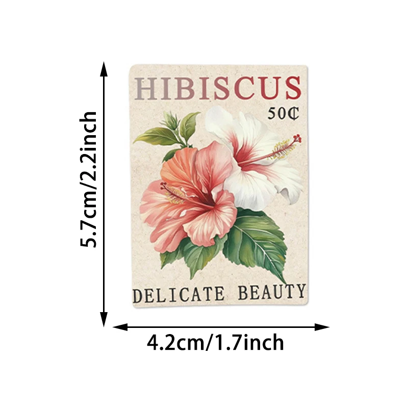 50PCS Vintage Flower Postage Stamp Graffiti Stickers Aesthetic Botanical Decorative Notebook Guitar Envelope Decals Kid Toy Gift view 6