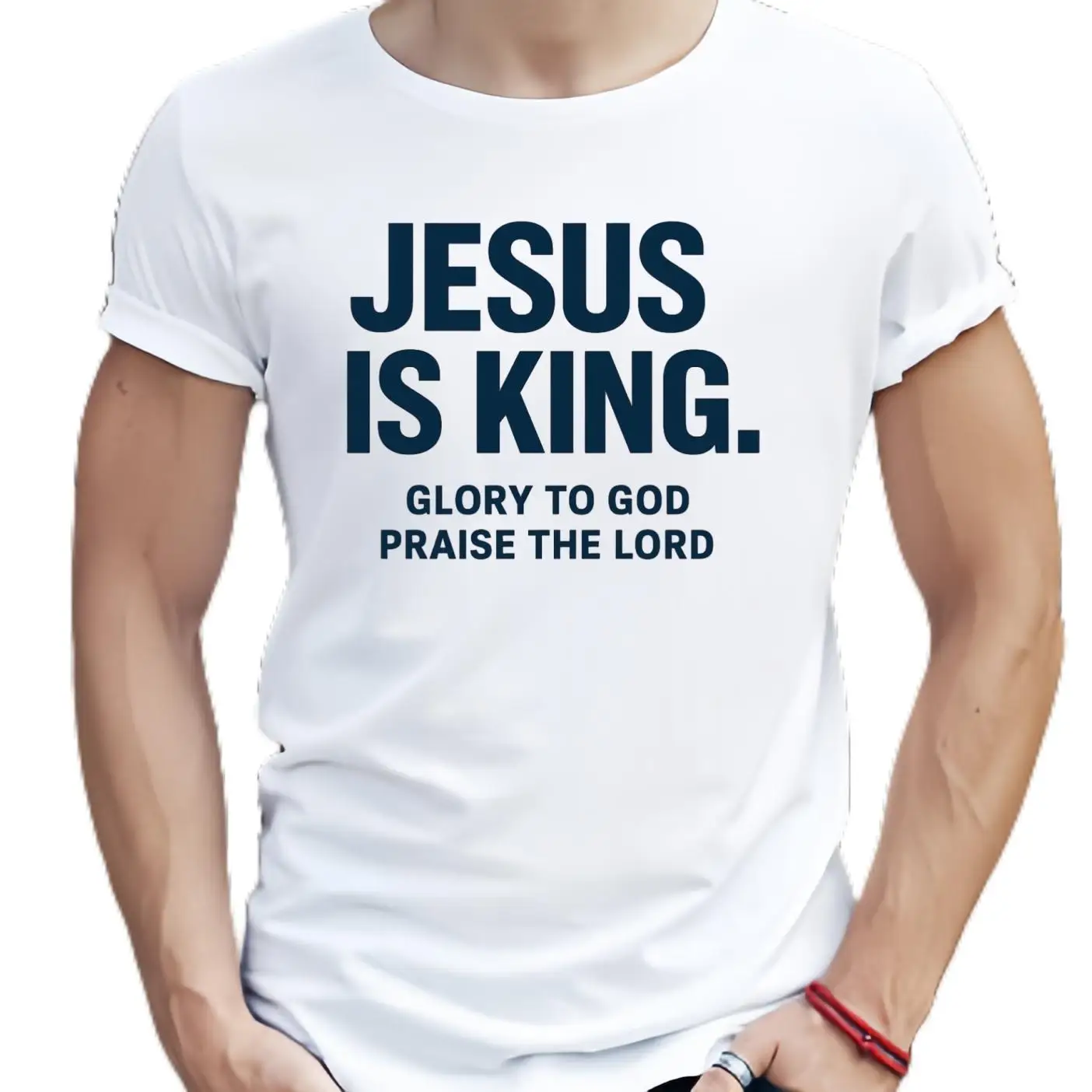 

Jesus Is King T-shirt, Christian Faith Religious Graphic Tee, Glory to God Slogan Top, Bible Verse Inspired Praise the Lord