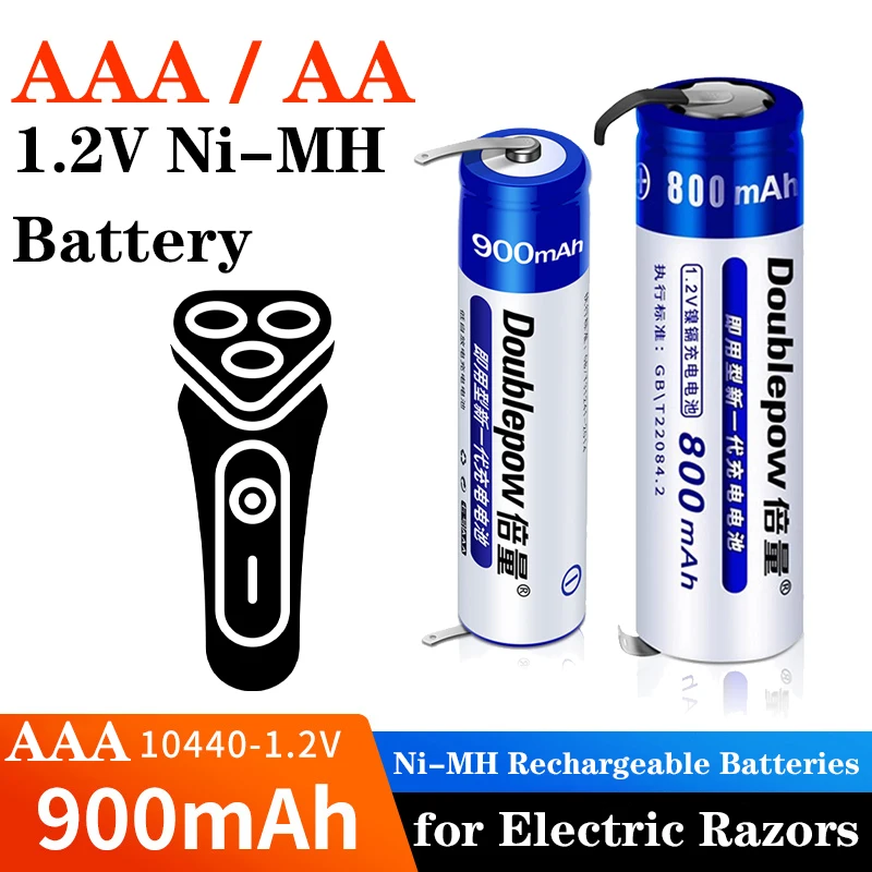 10440 Battery 1.2V AA AAA 14500 800mAh 900mAh Ni-MH Rechargeable Batteries for Philips Electric Shaver Razor with Welding Tab