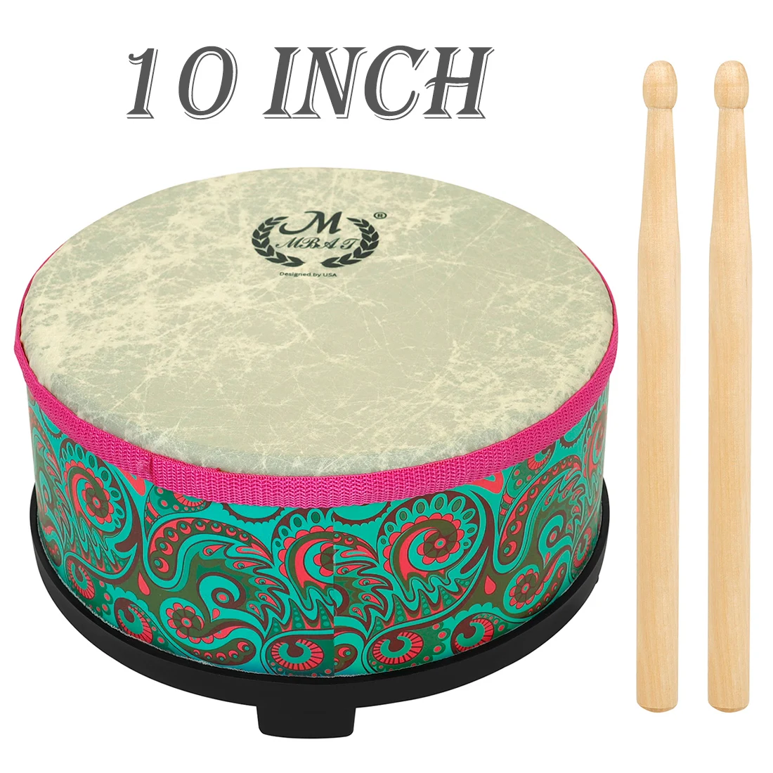 10 Inch Floor Tom Drum Toy Educational Music Hand Drum with Drumsticks