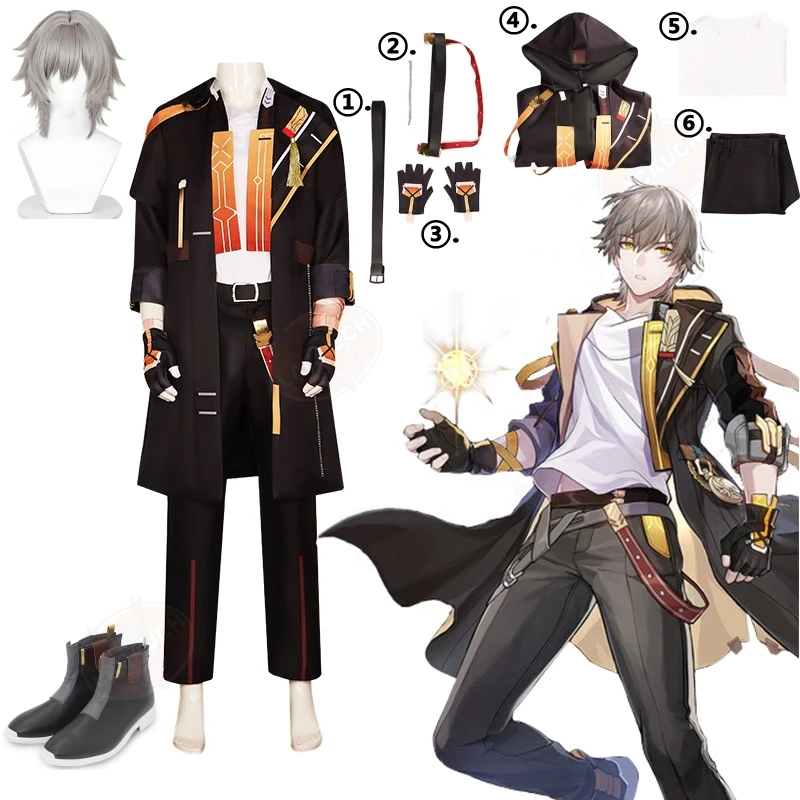 

Protagonist Trailblazer Cosplay Game Honkai Star Rail Costume Wigs Anime Men Uniform Suit Halloween Party Masquerade Costume Set