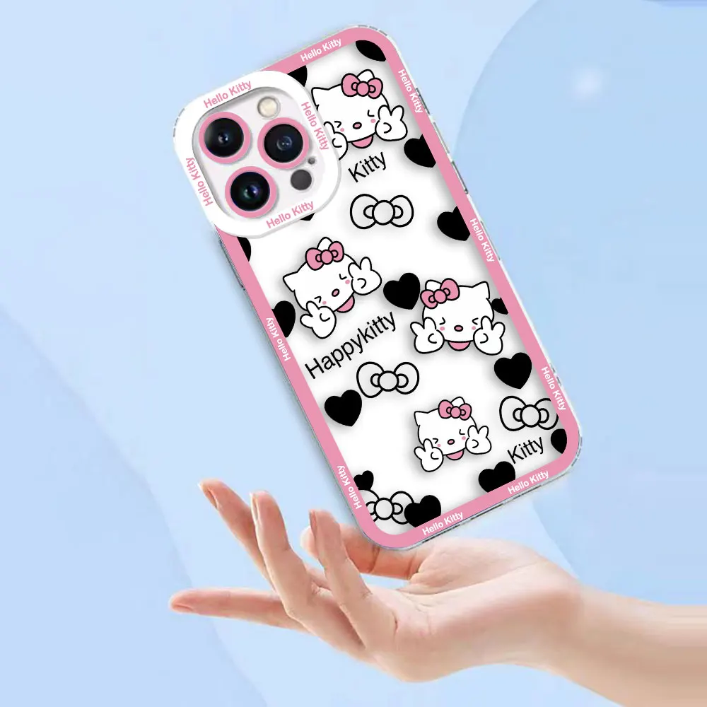 Simpatico gatto rosa Holle K-Kitty Cassa del telefono trasparente per VIVO S1 Z1X V20 V21 V21E V23 V23E V25 V27 V27E V29E V30E V30 V40 V50 V60 Caso