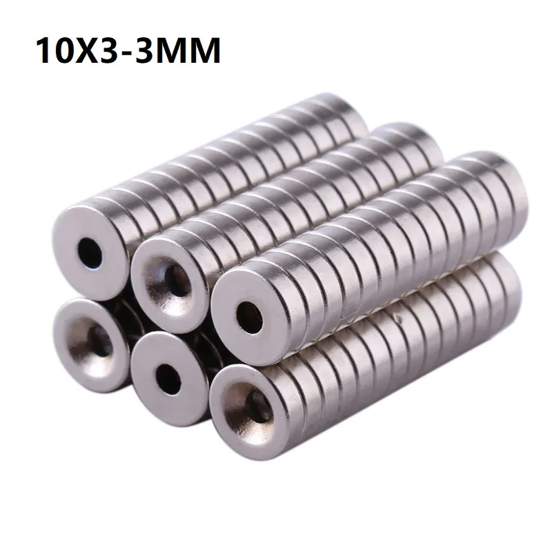 20-200PCS 6x3 8x3 10x3 12x3 18x3 Hole 3mm N35 NdFeB Countersunk Round Magnet Super Powerful Strong Permanent Magnetic Imane Disc