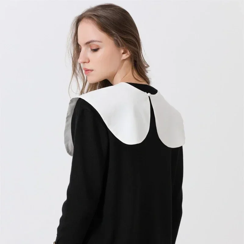 Janpanese Style Bowknots False Collar Shouder Wraps for Women Blouse Detachable Collar Big Lapel Cape Girls Fake Collar
