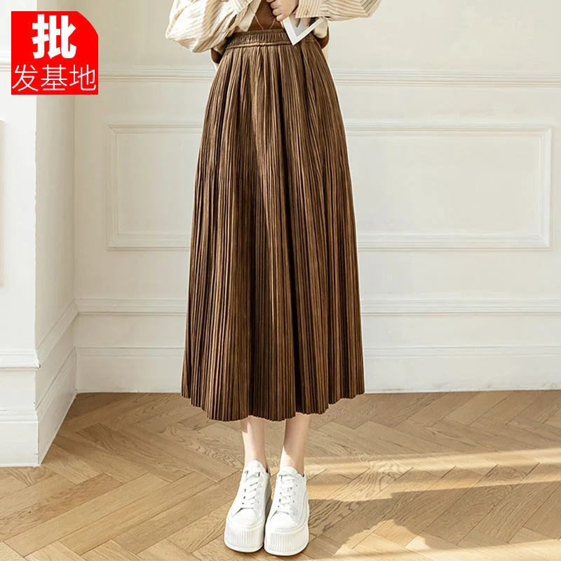 

Long A-line Skirt Women's High Waist Pleated Skirt 2023 Korean Fashion Skirts Clothes for Women