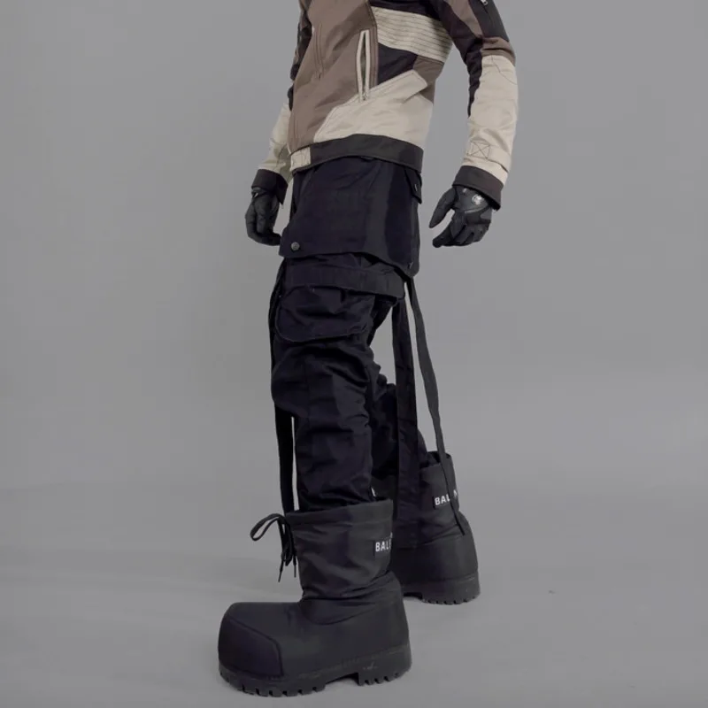 HKSH Men's Strap Parachute Calças de carga, Punk Avant Garde Moda Macacão, maré escura, resíduos terra nicho Designer, Bolsos 3D, HK0135