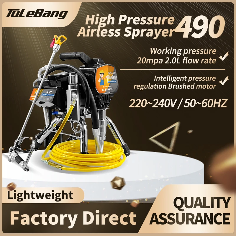 Electric high-pressure airless sprayer 490 home wall treatment fan atomized sprayer tools 1000W power 220～240V  50～60HZ