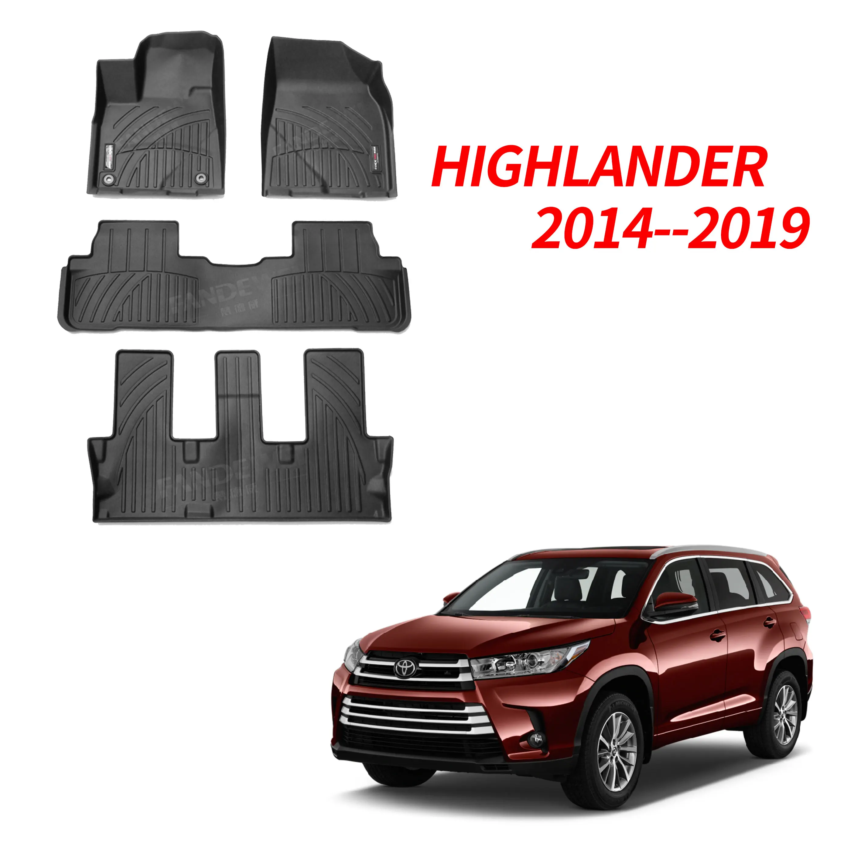Waterproof Anti slip Car 3d Carpet for OEM Toyota Highlander Floor Mats Interior Protection Accessories
