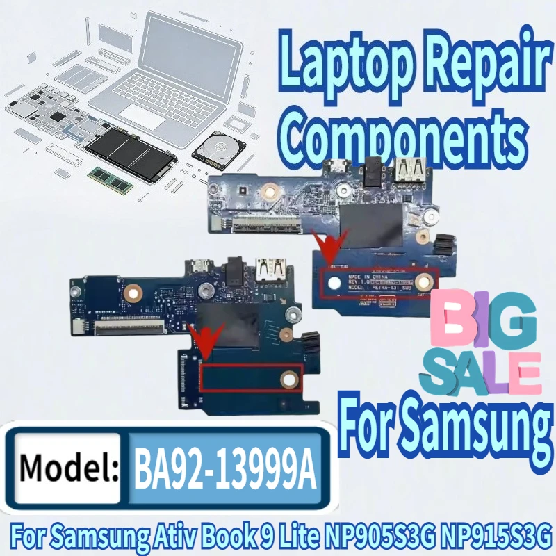 

95%New For Samsung Ativ Book 9 Lite NP915S3G NP905S3G Laptop Micro USB Audio USB Jack Port Switch Power Button Board BA92-13999A