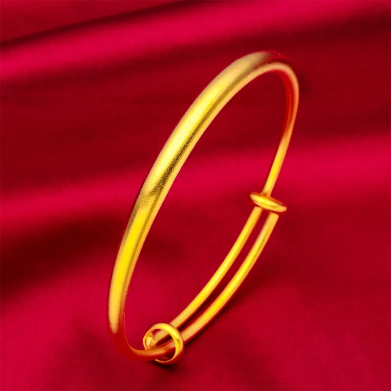 

Women's 24K Gold 5mm Traditional Push-Pull Bracelet, AU999 | Distressed hammer-texture, rustic elegance for traditional fashion.