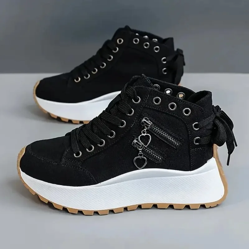 

Girls Students Canvas Shoes for Women Lace Up Platform Sneakers Designer Women Sneakers High Top Denim Canvas Female