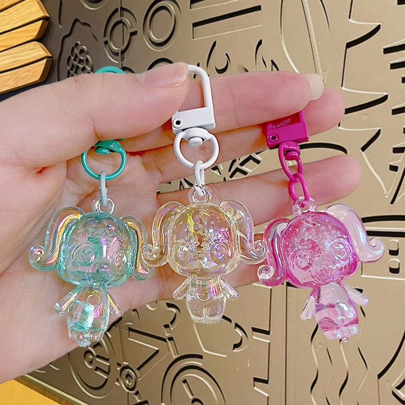 1 Piece Cartoon Bling Dog Animal Keychain Key Ring For Friend Lovers Cute Creative Bag Car Earphone Box Key Accessories