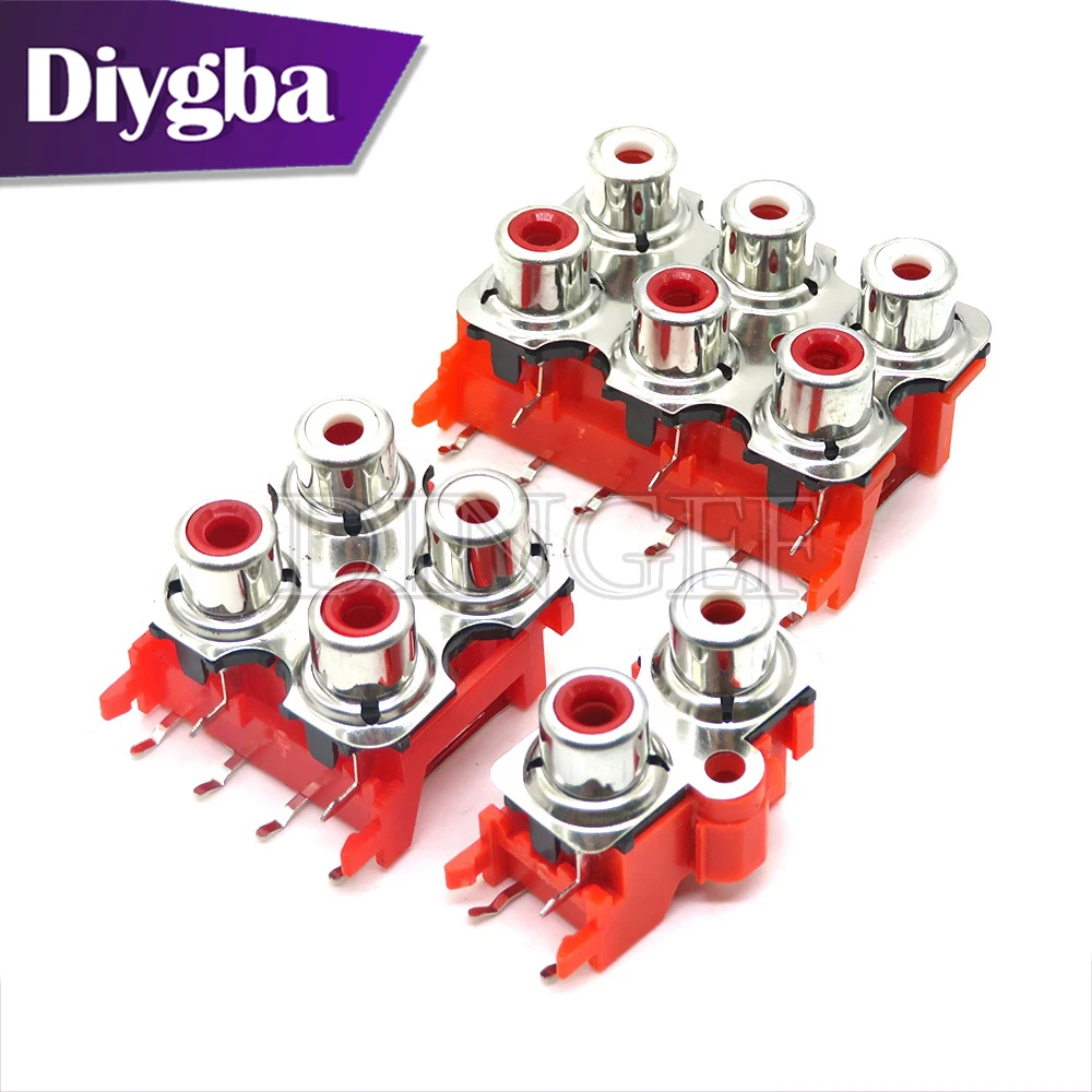 5PCS  2/4/6 Hole RCA Female Stereo Audio Jack AV Audio Input Socket Connector Lotus Row Amplifier Interface Signal Connection