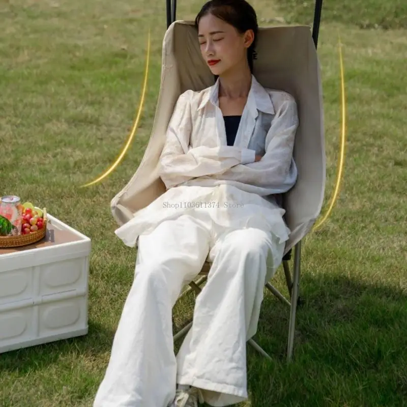  Portable Folding Chair With Canopies Shade Quick Setups High Back Beach Camping Outdoor Chair For Picnics Easy To Clean