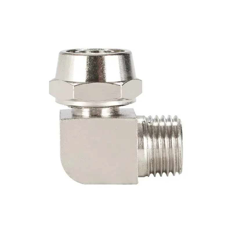 Junta neumática de tornillo rápido PL, codo doblado, bloqueo de rosca, punto final PL6-01/02/M5/8-03/04