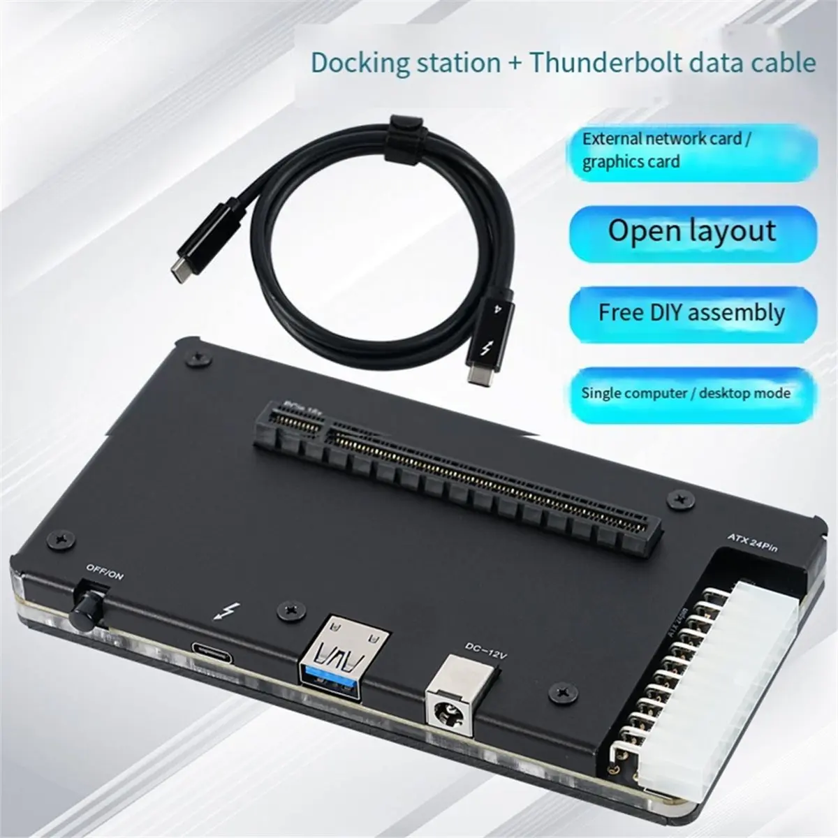 ABIU Professional External GPU for Thunderbolt 4 Graphics Card Dock EGPU Enclosure USB4.0 ATX 24Pin PCIE Interface
