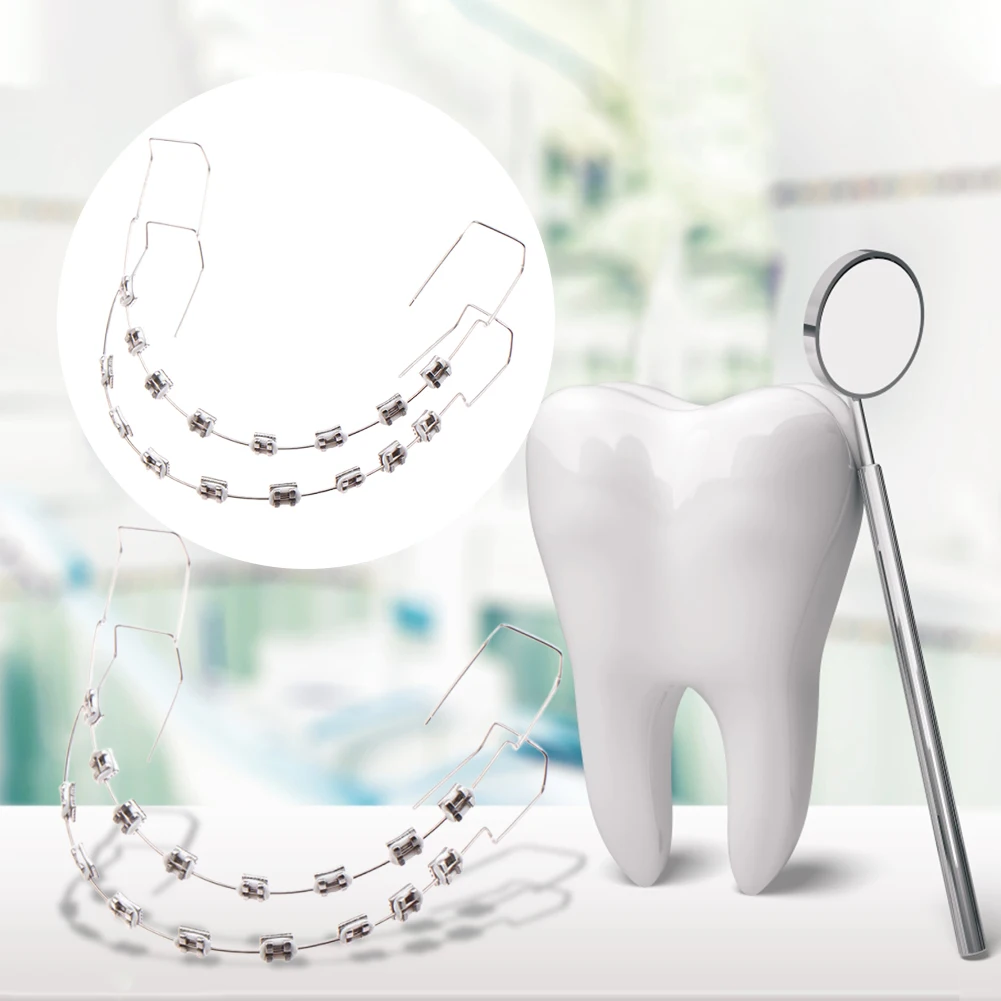1 Pair Dental Fake Braces with Storage Box Temporary Tooth Decoration Orthodontic Ligature Ties for Daily Tooth Protect Tool