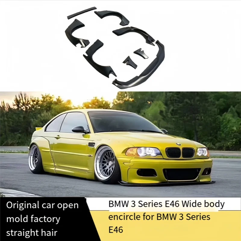 new Suitable for BMW 3 Series E46 Double-door Wide-body Body Kit with Front Lip Spoiler, Rear Wing and Wheel Arches