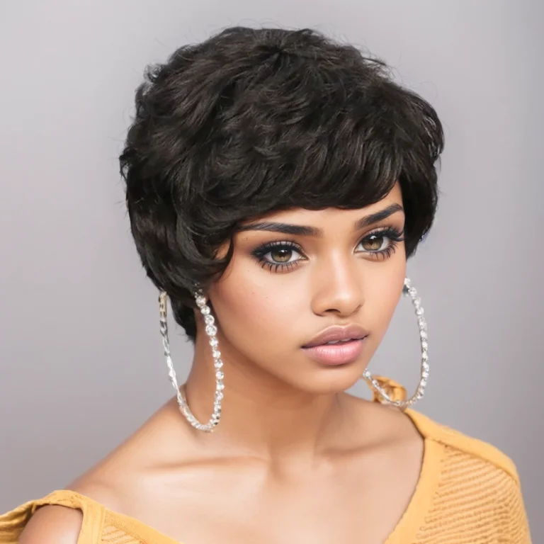 Short Bob Wig Human Hair for Black Women Pixie Cut wigs Human Hair Wig Glueless Wig None Lace Front Wig with Bangs Natural Black