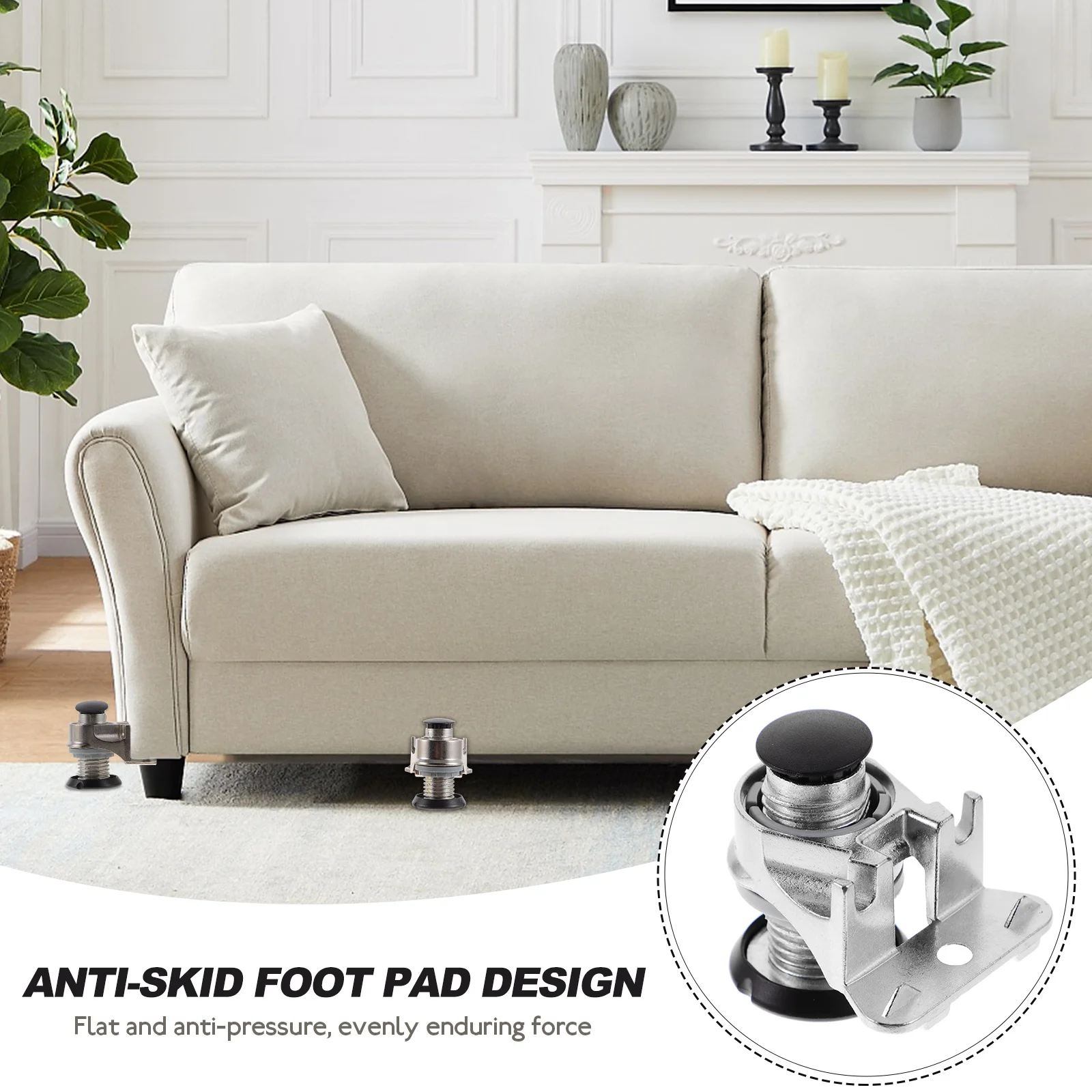 

4pcs Adjustable Cabinet Feet Furniture Levelers Zinc Alloy Heavy Duty Desk Legs Height 0 To 25mm Non Slip Pad For Closet