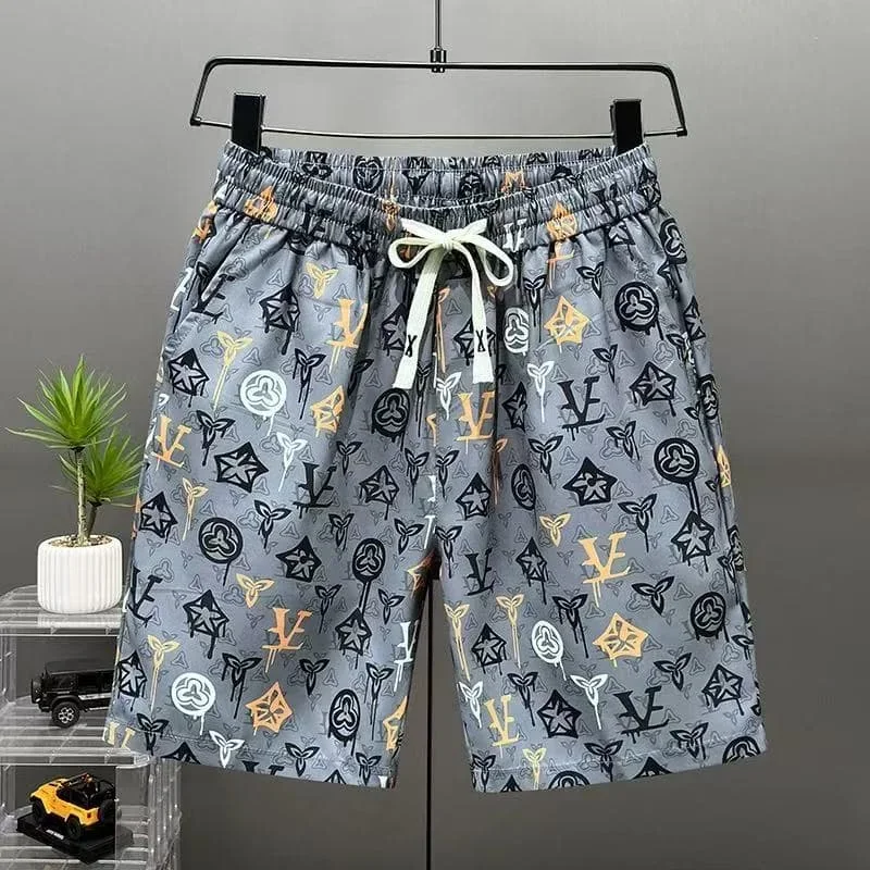 Family Matching Retro Floral Geometric Print Drawstring Shorts Loose Beach Swim Trunks  Summer Casual Streetwear Short Bottoms