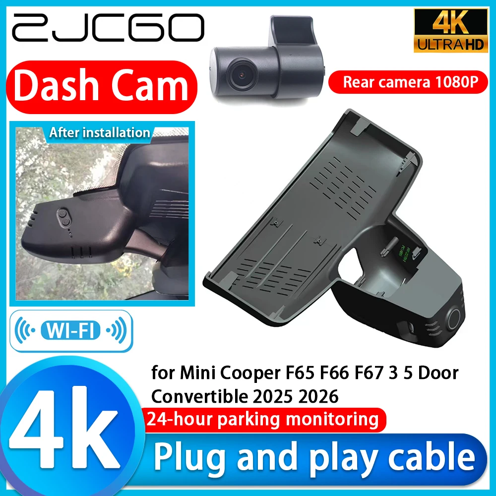 ZJCGO for Mini Cooper F65 F66 F67 3 5 Door Convertible 2025 2026 4K UHD DVR Dash Cam Camera Lens Video Recorder Recording