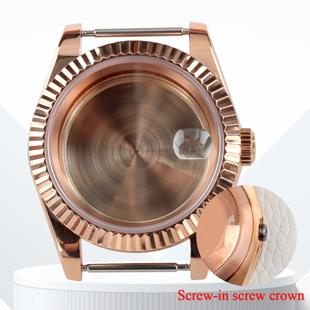 

NH35 Rose Gold/Black PVD Watch Case 36mm/39mm Sapphire Glass Waterpoof Stainless steel Watch Accessories for NH35 NH36 Movement