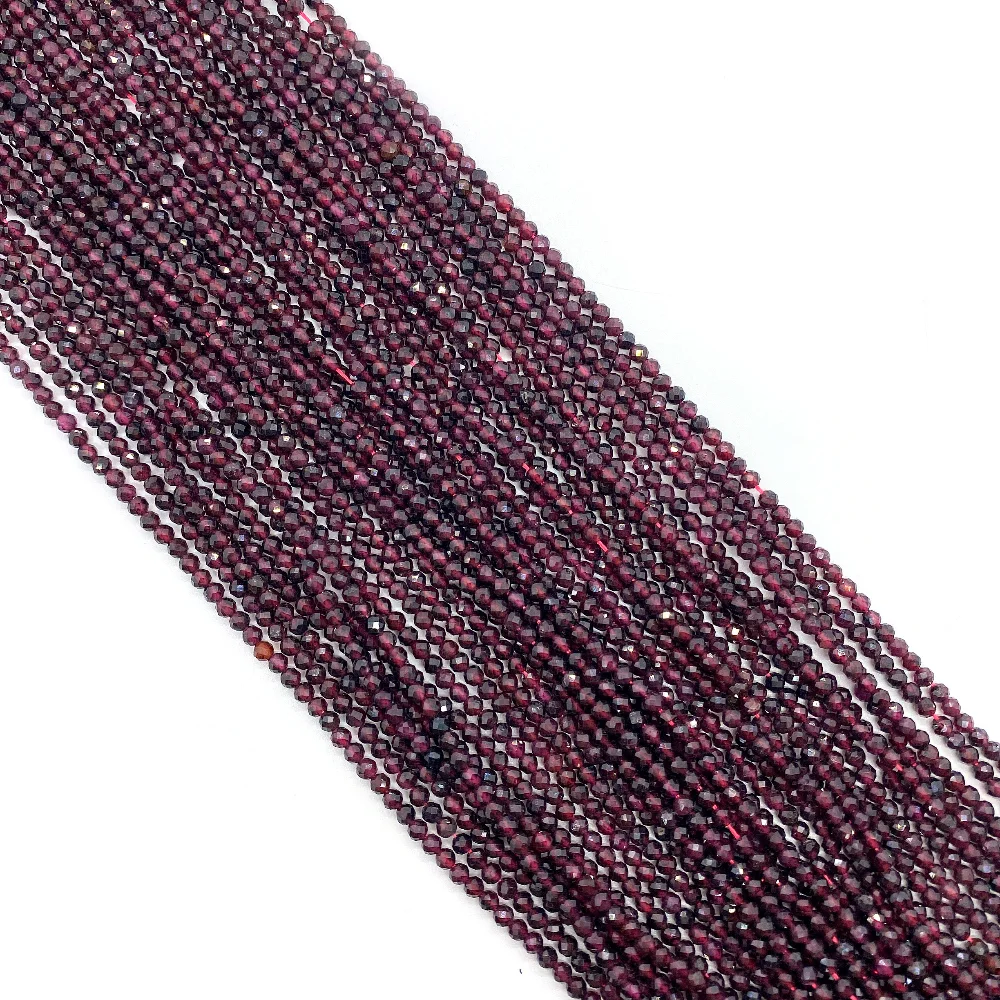 Natural Stone Red Garnet Faceted Semi Precious Stones 2mm 3mm 4mm Beads For Jewelry Making DIY Necklace Bracelet Earring