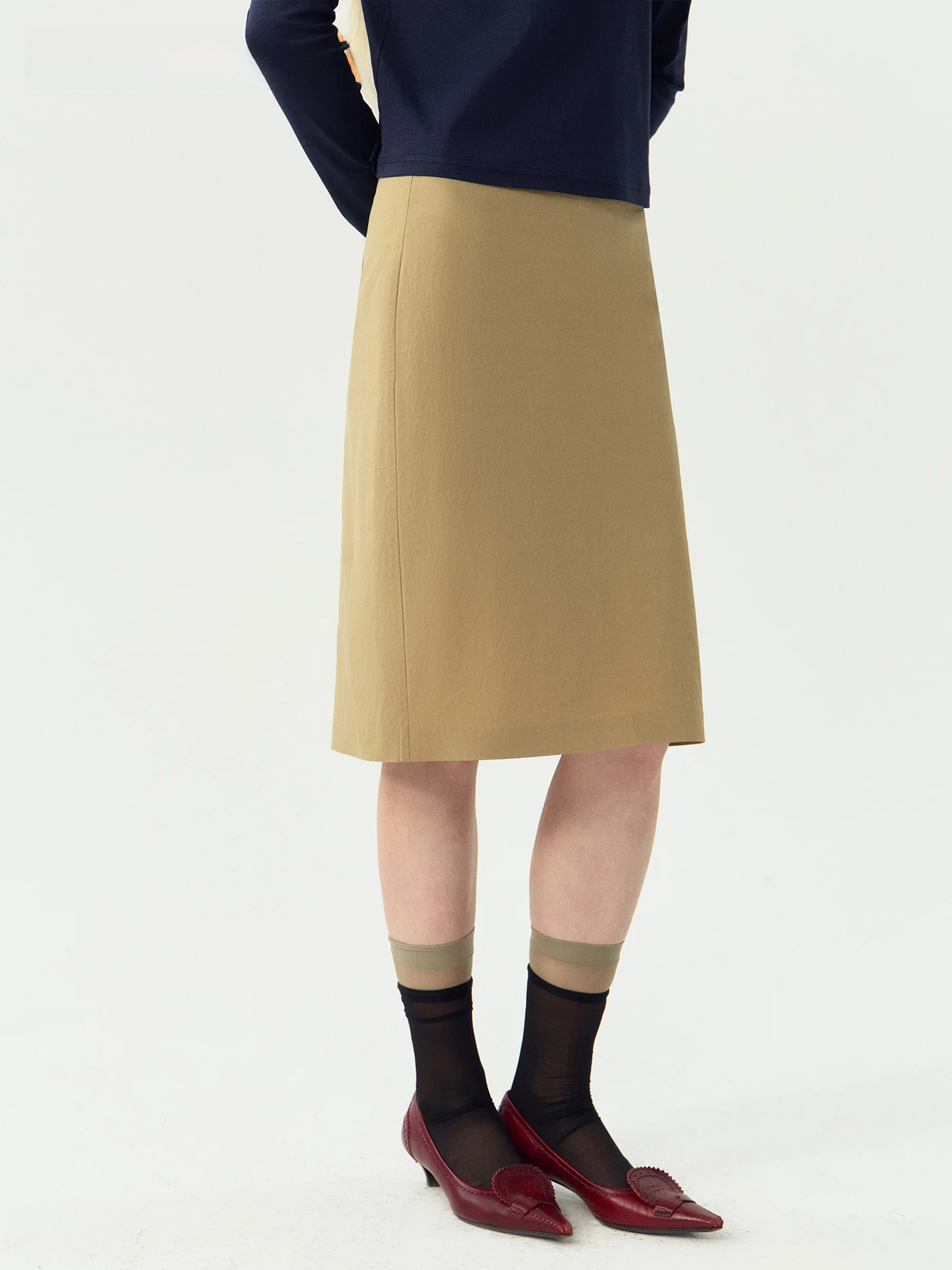VERMO 90s Classic H-Shape Elastic Long Velvet Paper Feel Cotton Half Body Skirt Versatile Low Waist Wrap around Skirt