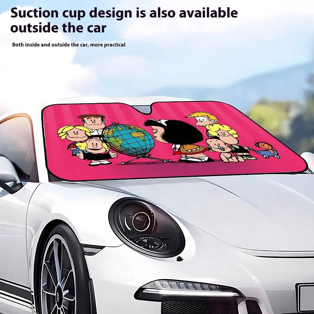 M-Mafalda لطيف مظلة السيارات الستائر الزجاج الأمامي نافذة أمامية قناع 70x130 سنتيمتر الشمس قناع الشمسية حماية منقوشة هدية الجدة سيارة #4