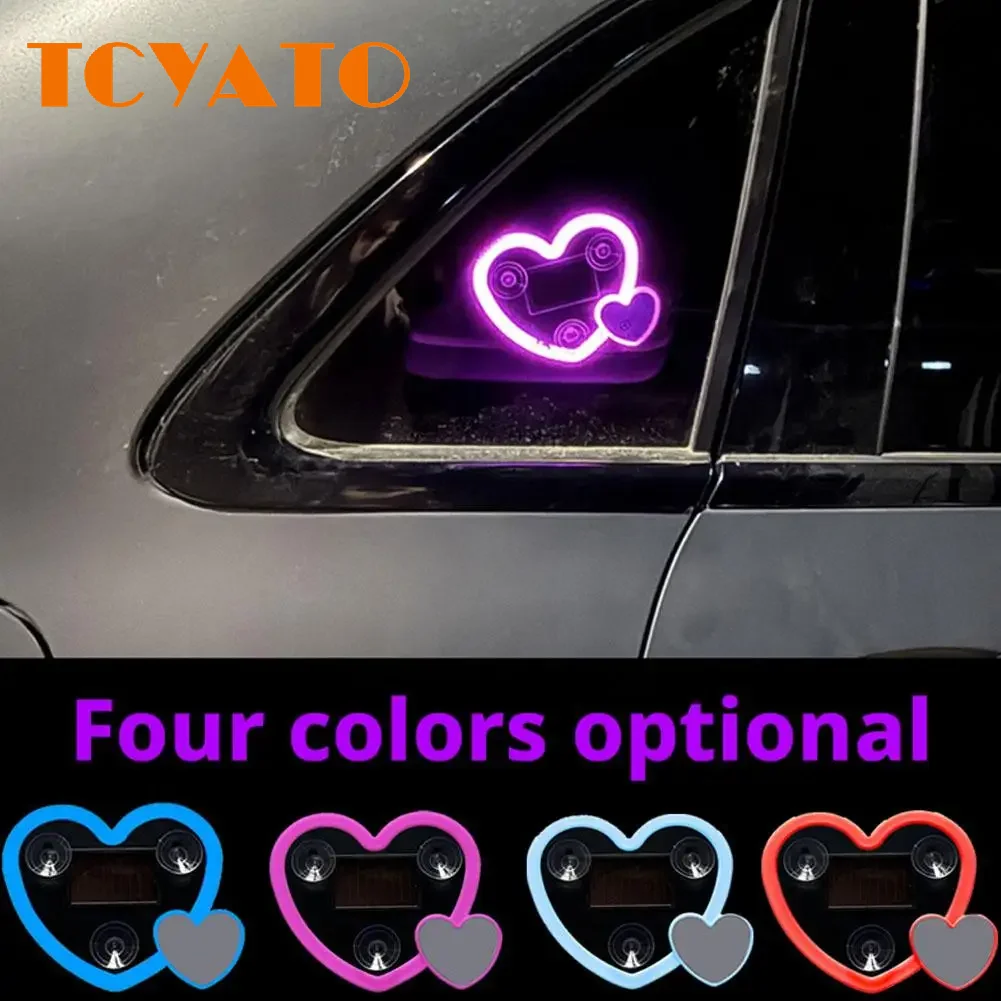 

TCYATO Car solar neon heart-shaped decorative lights, car LED triangular window lights, atmosphere lights