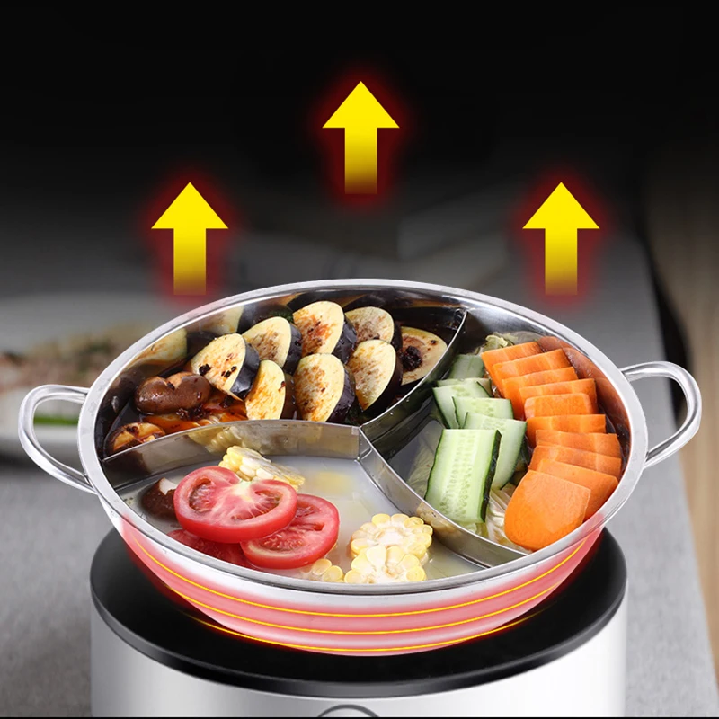 Pot Hot Shabu Verdeler Roestvrij Staal Chafing Schotel Food Grade 3 Verdeelde Ruimte Brede Toepassing Kookgerei Chinese Divider