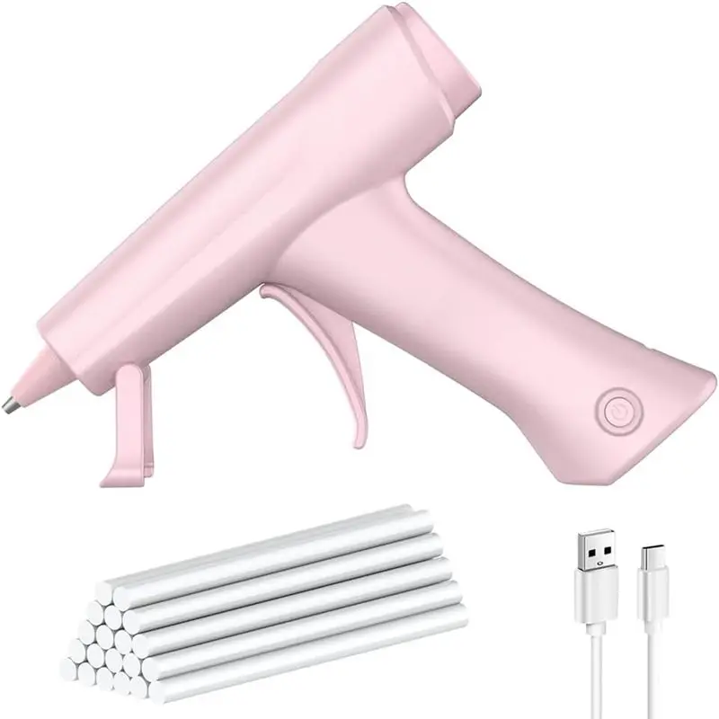 Cordless Type-C Rechargeable Hot Glue Gun, 2600Mah Battery Powered, With 20Pcs Glue Sticks, Ideal For School Crafts DIY B-B51B
