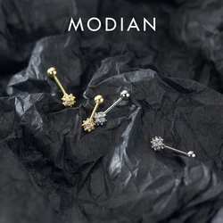 Modian Genuine 925 Sterling Silver Blooming Dandelion Exquisite Stud Earrings for Women Gift Fashion Plant Ear Pin Fine Jewelry