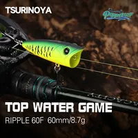 TSURINOYA 60F Popper Surface Fishing Lure RIPPLE 60mm 8.7g Break Water Chatterbait Bass Pike Topwater River Fishing Hard Bait