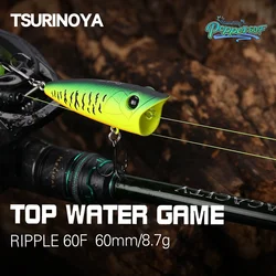 TSURINOYA 60F Popper Surface Fishing Lure RIPPLE 60mm 8.7g Break Water Chatterbait Bass Pike Topwater River Fishing Hard Bait