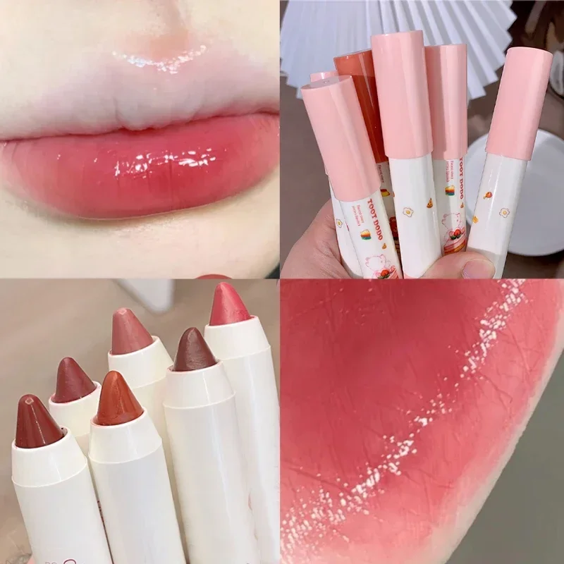 Color Rendering Crayon Lipstick 6 Colors Mirror Moisturizing Lasting Water Light Lip Blam Pen Non-stick Cup Lips Makeup Cosmetic