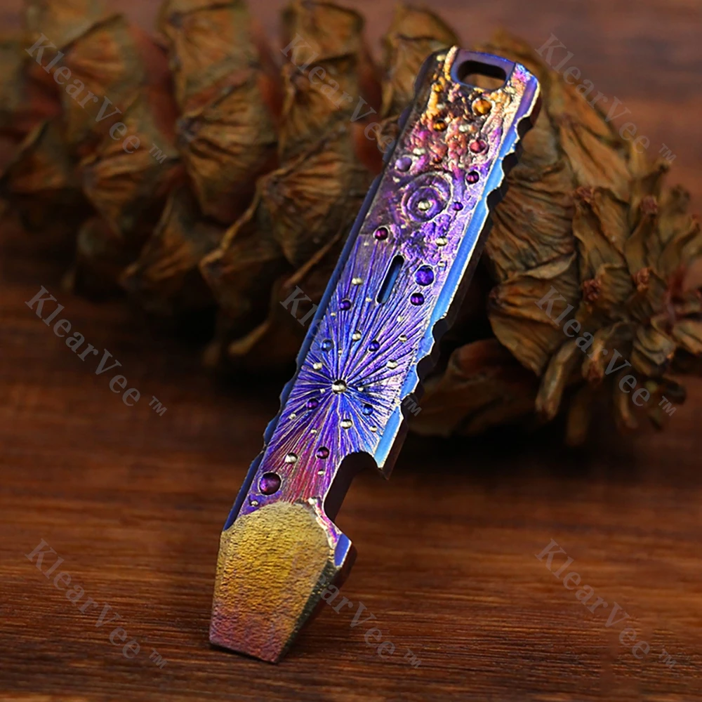 Titanium Alloy Crowbar Multi functional Outdoor Tool with Carabiner EDC Keychain Pendant and Bottle Opener Portable Tool