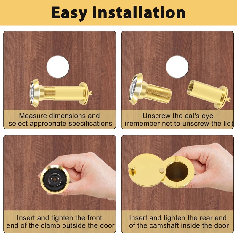 A74E-200 derajat ditarik 36-58mm keamanan pintu Viewer lubang intip Spyhole + penutup, emas