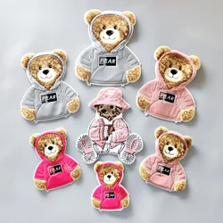 Embroidery Chenille Basketball Bear Patch,sew on Rose Bears Patches,cartoon Badges Animal Appliques,DIY Accessory A23120701