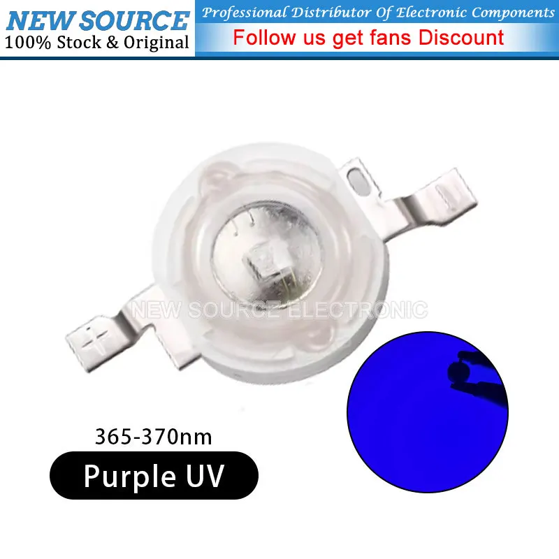 (2-5pcs) High Power LED Bead 1W 3W UV Ultraviolet 395-400nm 365-370nm High-Brightness LED