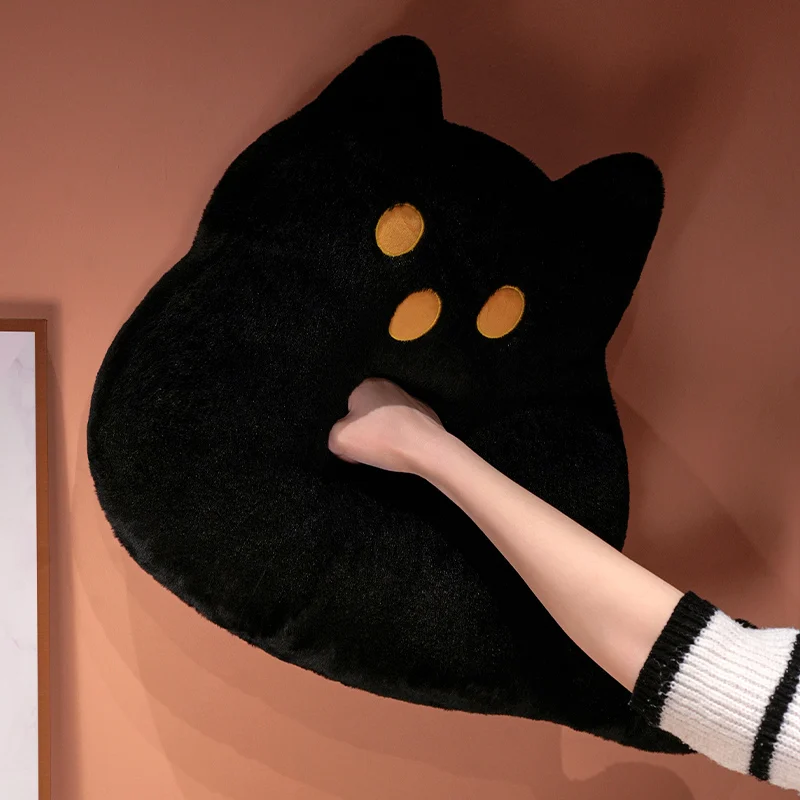 Oreiller en peluche Animal fantôme de dessin animé, coussin de chat noir et blanc, accessoire de fête pour Halloween, obscurité, cadeau en peluche